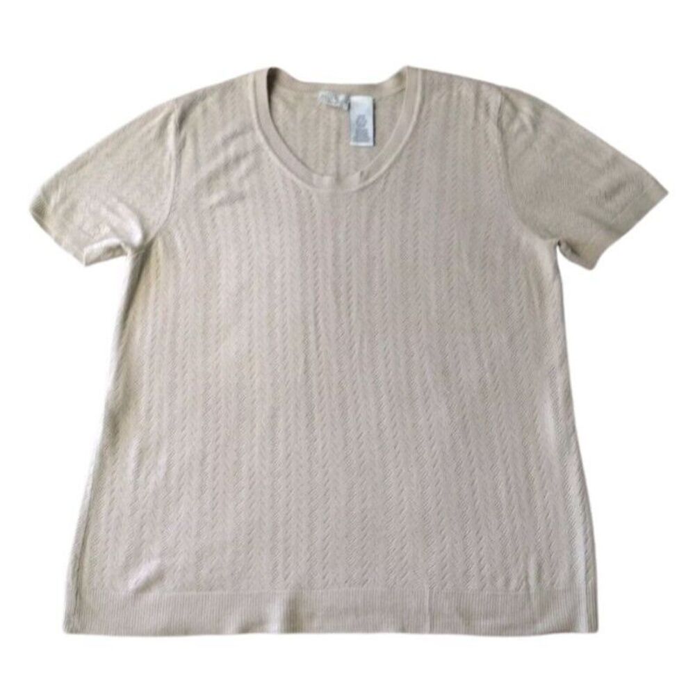 White Stag Knit‎ Blouse Woman 2X (18W-20W) Tan Stretch Soft Relaxed Fit Casual